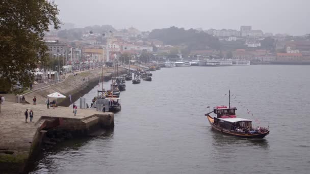 Vista Grandangolare Sul Fiume Douro Porto Porto Portogallo Settembre 2019 — Video Stock