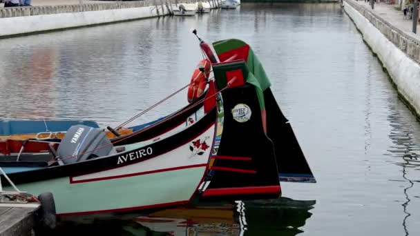 Bunte Gondeln Der Stadt Aveiro Sind Sehr Beliebt Bei Touristen — Stockvideo