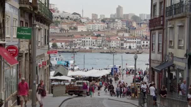 Barevná Historická Čtvrť Porto Porto Portugalsko Září 2019 — Stock video