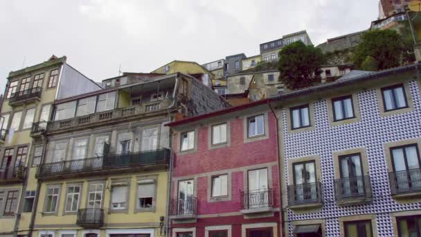 Porto Nun Tarihi Bölgesinde Tipik Evler Porto Portekiz Eylül 2019 — Stok video