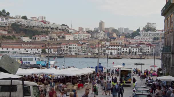 Portos Historiska Stadsdel Livlig Plats Staden Porto Portugal September 2019 — Stockvideo