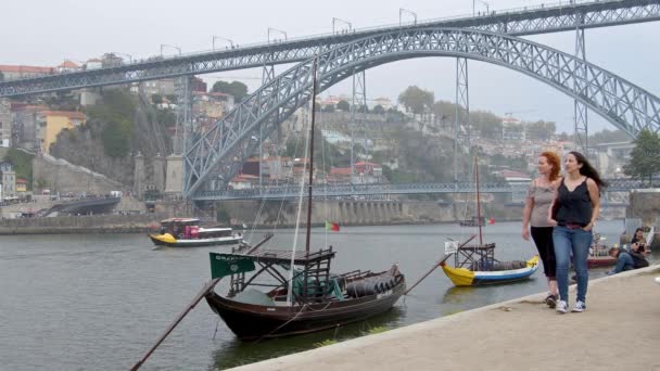 Famoso Puente Dom Luis Oporto Porto Portugal Septiembre 2019 — Vídeo de stock