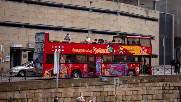 Sightseeingbuss Porto Porto Portugal September 2019 — Stockvideo