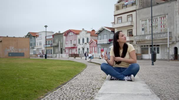 Μια Όμορφη Μέρα Στην Costa Nova Καλοκαίρι Aveiro Portugal September — Αρχείο Βίντεο