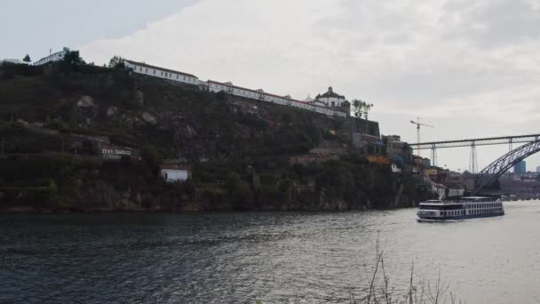 Річка Дуро Порто Ввечері Португалія Вересня 2019 Року — стокове відео