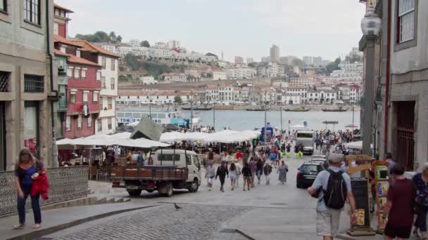 Distrito Histórico Oporto Lugar Muy Concurrido Ciudad Porto Portugal Septiembre — Vídeo de stock