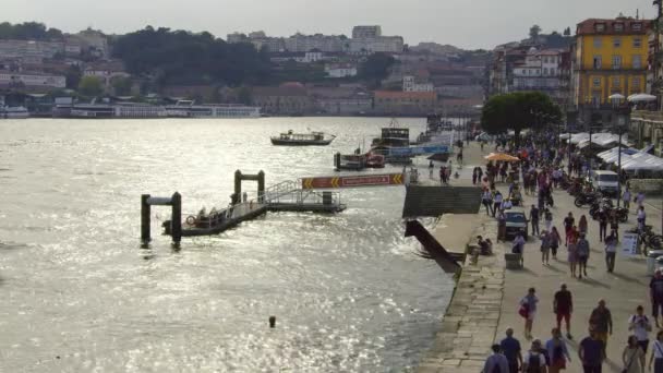 Les Rives Populaires Fleuve Douro Porto Appelé Cais Ribeira Porto — Video