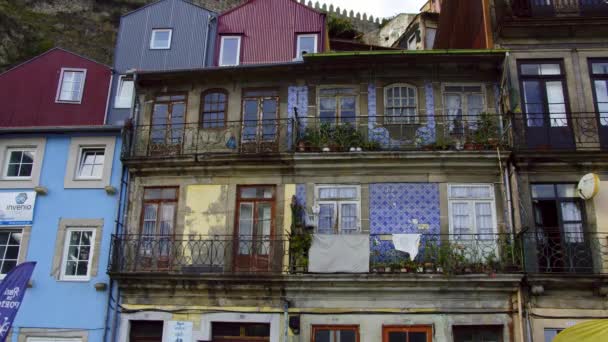 Typische Häuser Historischen Viertel Von Porto Porto Portugal September 2019 — Stockvideo