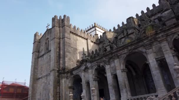 Porto Cathedral Portugalii Słoneczny Dzień Porto Portugalia Września 2019 — Wideo stockowe