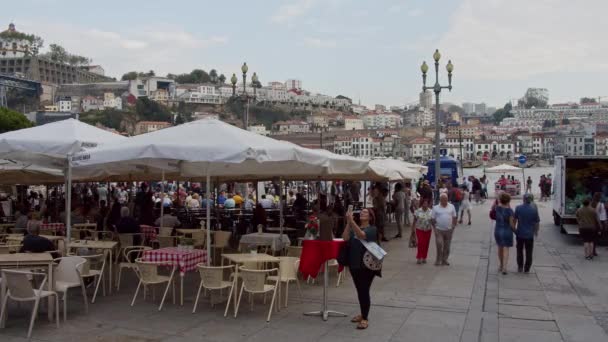 Distrito Histórico Oporto Lugar Muy Concurrido Ciudad Porto Portugal Septiembre — Vídeo de stock