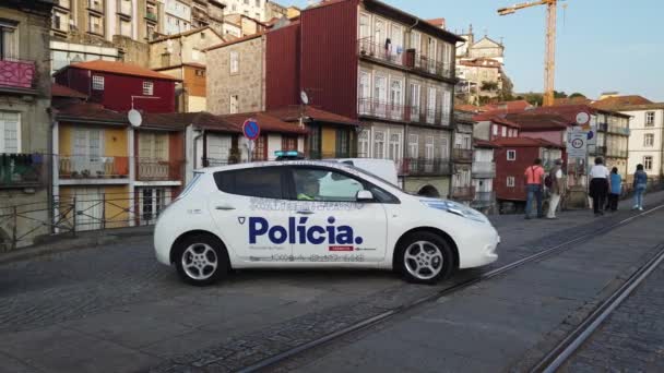 Auto Della Polizia Servizio Nella Città Porto Porto Portogallo Settembre — Video Stock