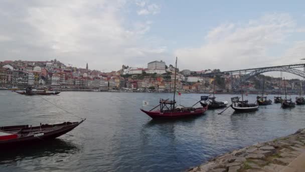 Krásná Řeka Douro Městě Porto Porto Portugalsko Září 2019 — Stock video
