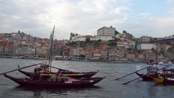 Krásné Porto Douro River Historické Čtvrti Porto Portugalsko Září 2019 — Stock video