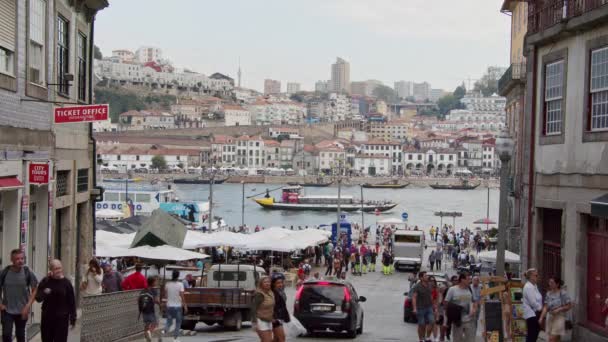Quartier Historique Porto Est Lieu Animé Dans Ville Porto Portugal — Video