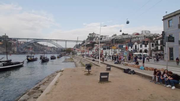 Bancos Populares Rio Douro Porto Gaia Porto Portugal Setembro 2019 — Vídeo de Stock