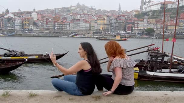 Ontspannen Aan Rivier Douro Porto Porto Portugal September 2019 — Stockvideo