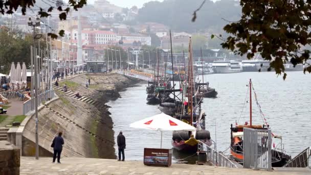 Splendide Rive Del Fiume Douro Nella Città Porto Porto Portogallo — Video Stock