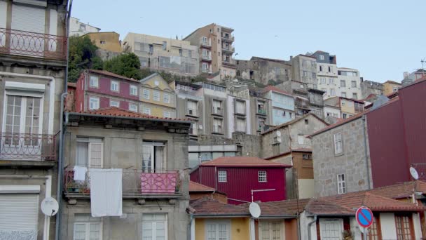 Пагорби Порту Своїми Типовими Будівлями Порту Португалія Вересня 2019 Року — стокове відео