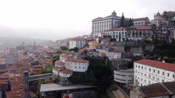 Porto Historiska Stadsdel Flygfoto Porto Portugal September 2019 — Stockvideo