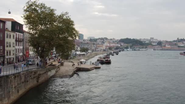 Die Stadt Porto Und Der Fluss Douro Abend Porto Portugal — Stockvideo