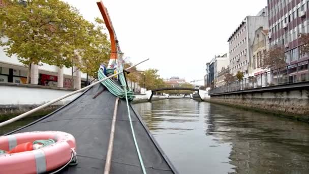 Balade Gondole Travers Les Canaux Aveiro Aveiro Portugal Septembre 2019 — Video