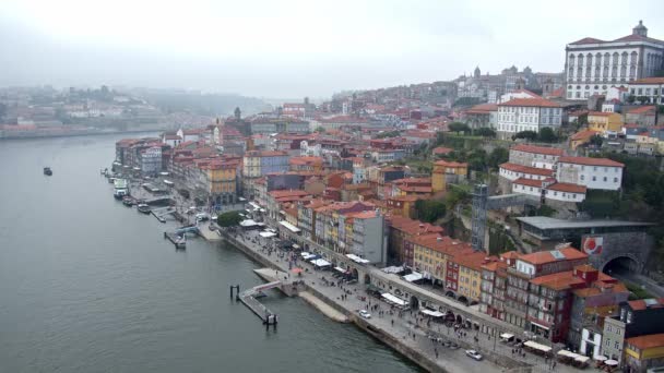 Letecký Pohled Historickou Čtvrť Porto Porto Portugalsko Září 2019 — Stock video