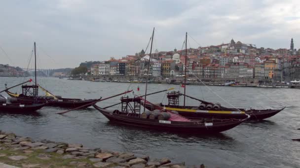 Belo Porto Rio Douro Bairro Histórico Porto Portugal Setembro 2019 — Vídeo de Stock