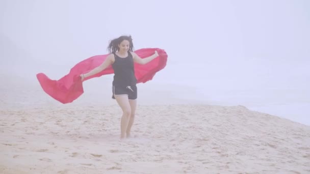Plajda Harika Zaman Geçirmek Yaz Tatilindeki Güzel Kızlar Yavaş Çekim — Stok video