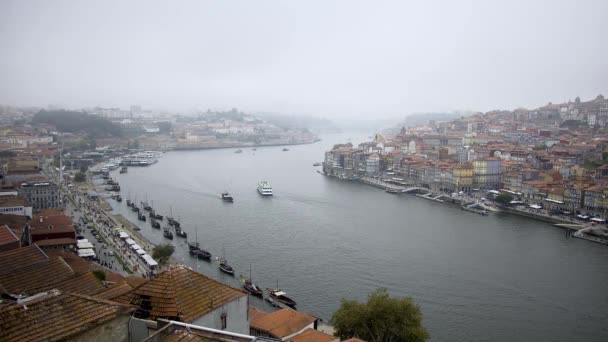 Vista Aérea Sobre Cidade Porto Rio Douro Imagens Viagem — Vídeo de Stock