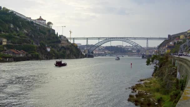 Rzeka Douro Mieście Porto Portugalii — Wideo stockowe