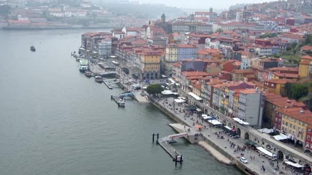 Aerial View City Porto River Douro Travel Footage — Stock Video