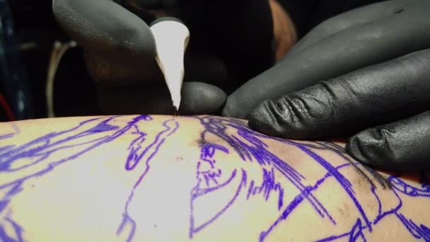 Scène Typique Tatouage Dans Studio Tatouage Perçage — Video