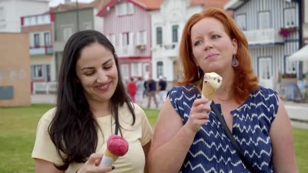 暑い夏の日においしいアイスクリーム 旅行写真 — ストック動画
