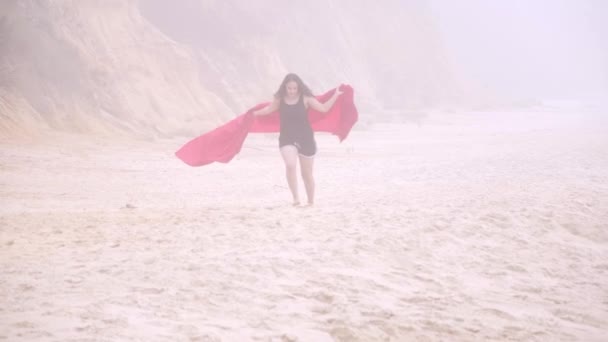 Las Niñas Disfrutan Sus Vacaciones Verano Playa Pura Relajación Toma — Vídeos de Stock