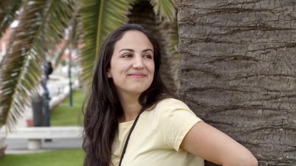 Retrato Uma Jovem Mulher Bonita Portugal Fotografia Viagem — Vídeo de Stock