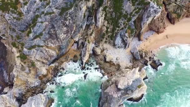 Las Playas Portugal Costa Del Océano Atlántico Imágenes Aéreas Aviones — Vídeo de stock