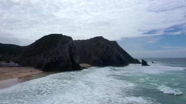 Las Playas Portugal Costa Del Océano Atlántico Imágenes Aéreas Aviones — Vídeos de Stock