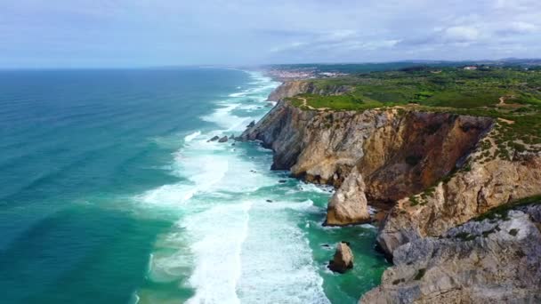 Vuelo Sobre Maravillosa Costa Portugal Imágenes Aéreas Aviones Tripulados — Vídeo de stock