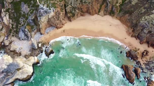 Impresionante Costa Del Océano Atlántico Portugal Desde Arriba Imágenes Aéreas — Vídeos de Stock