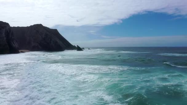Παραλίες Της Πορτογαλίας Στην Ακτή Του Ατλαντικού Ωκεανού Εναέρια Drone — Αρχείο Βίντεο