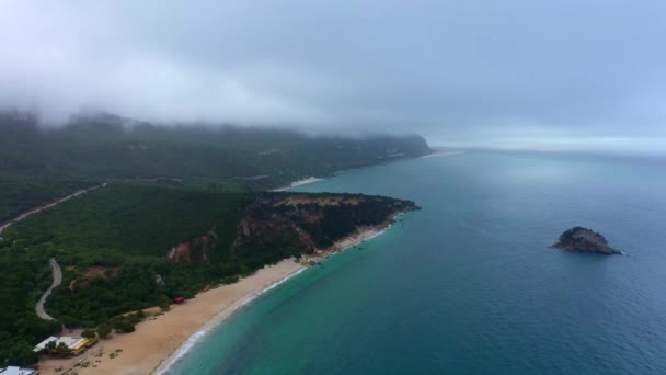 Let Přes Úžasné Písečné Pláže Oceánu Ráji Letecké Drone Záběry — Stock video