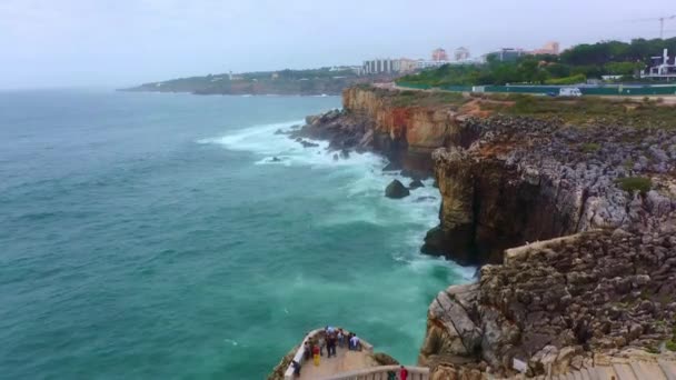 Incrível Costa Boca Inferno Portugal Imagens Aéreas Drones — Vídeo de Stock