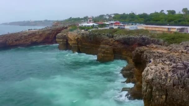 Incrível Costa Boca Inferno Portugal Imagens Aéreas Drones — Vídeo de Stock