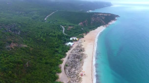 Let Přes Úžasné Písečné Pláže Oceánu Ráji Letecké Drone Záběry — Stock video