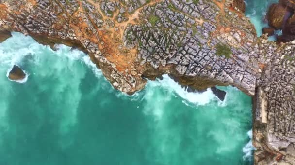 Lugar Maravilloso Océano Boca Inferno Portugal Imágenes Aéreas Aviones Tripulados — Vídeo de stock