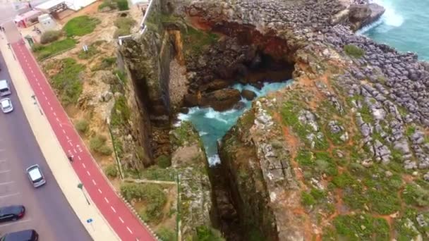 Amazing Coastline Boca Inferno Portugal Aerial Drone Footage — ストック動画