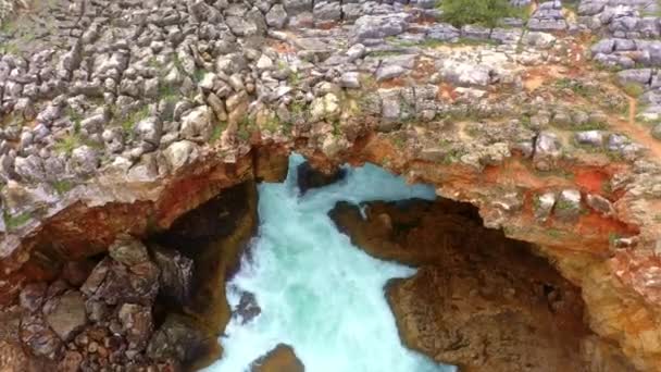 Agua Del Océano Salvaje Desde Arriba Famoso Boca Inferno Portugal — Vídeos de Stock