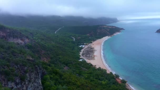 Volo Sopra Incredibili Spiagge Sabbiose Mare Paradiso Riprese Aeree Drone — Video Stock