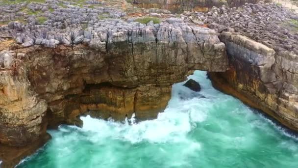 Lugar Maravilloso Océano Boca Inferno Portugal Imágenes Aéreas Aviones Tripulados — Vídeo de stock