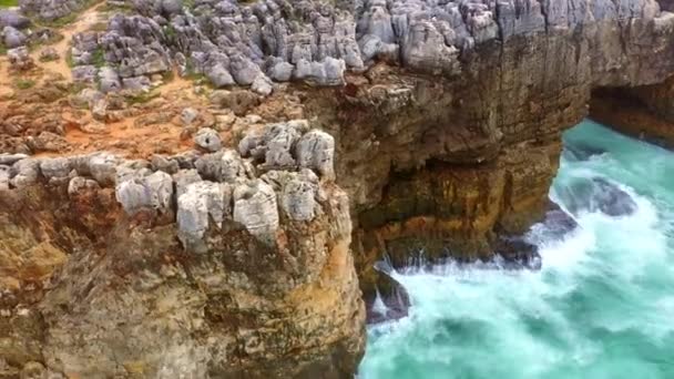 Hermosa Naturaleza Lugares Famosos Portugal Boca Inferno Imágenes Aéreas Aviones — Vídeo de stock